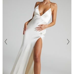 Showpo Size 4 White Satin Dress
